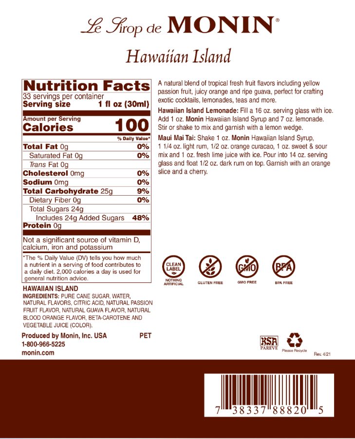 Monin Hawaiian Island Syrup