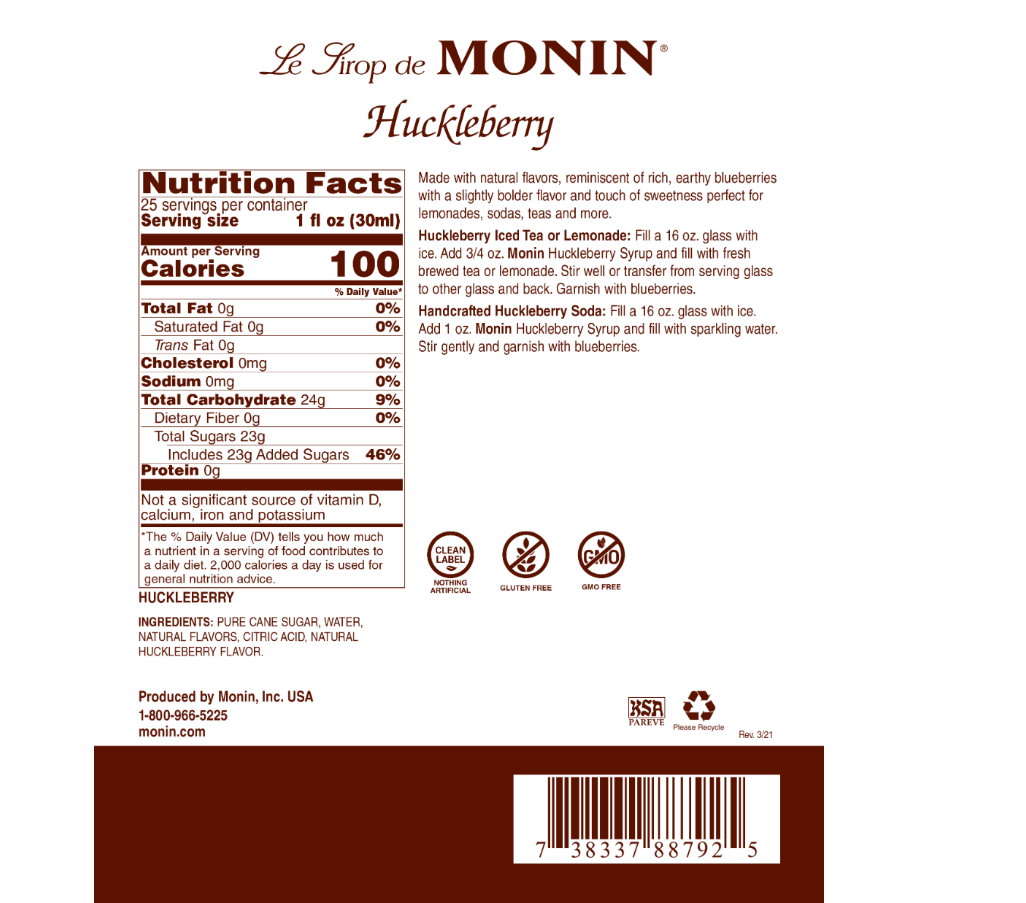 Monin Huckleberry Syrup