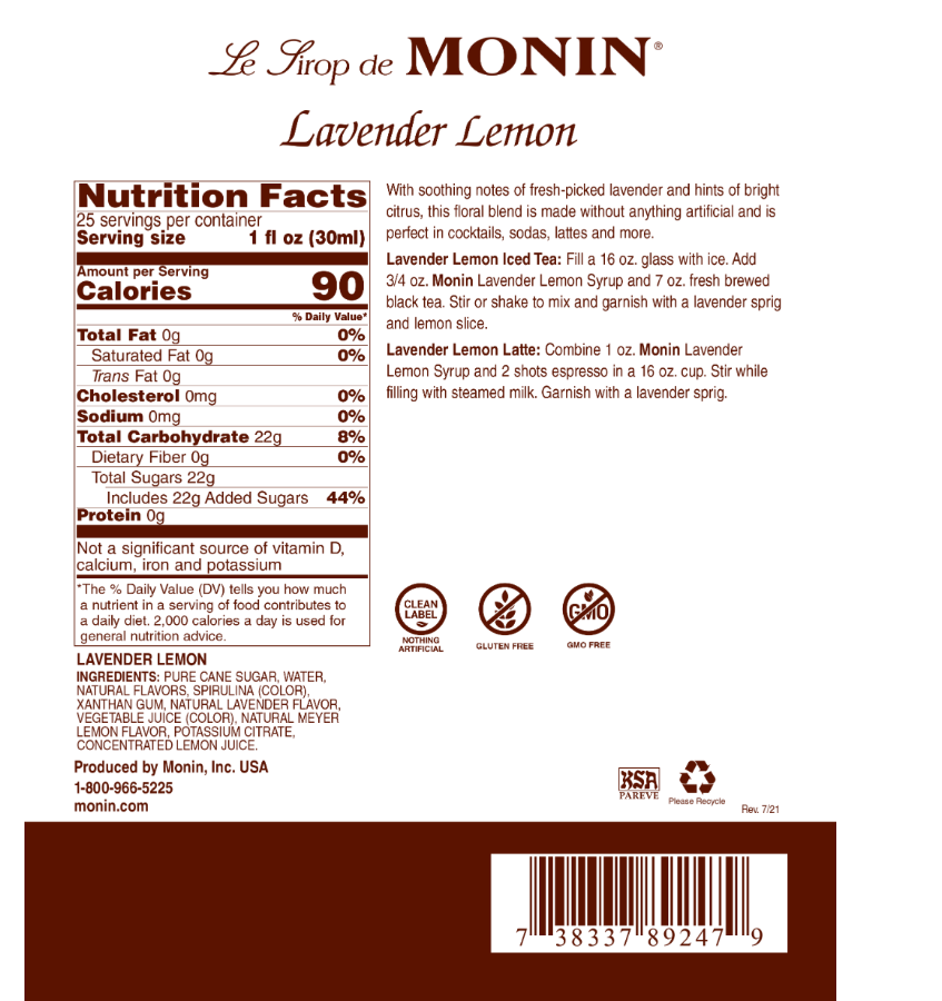 Monin Lavender Lemon Syrup