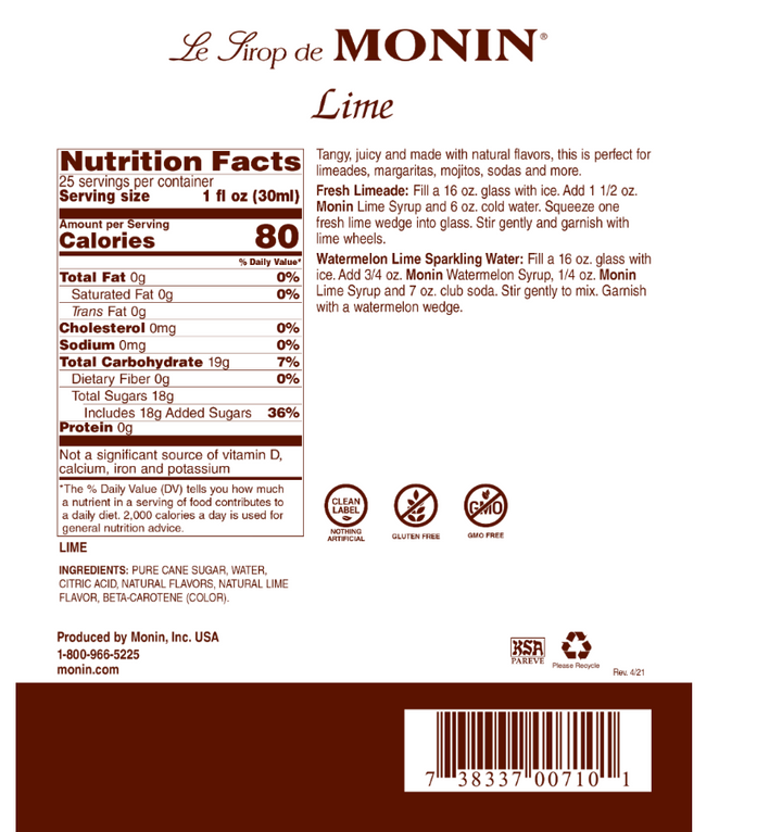 Monin Lime Syrup