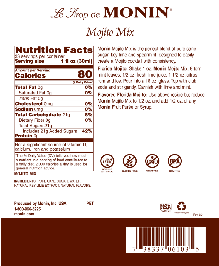 Monin Mojito Mix Syrup