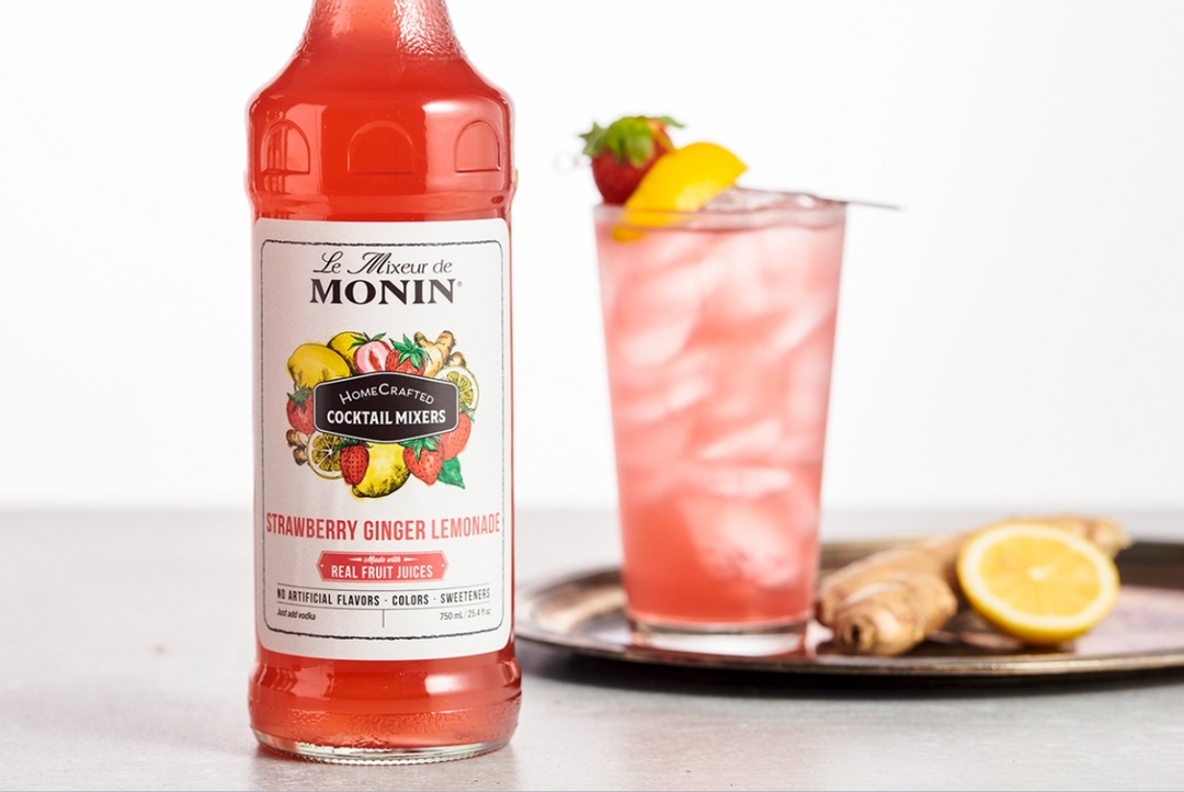 Monin HandCrafted Strawberry Ginger Lemonade Cocktail Mixer