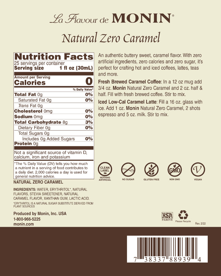 Monin Natural Zero Caramel