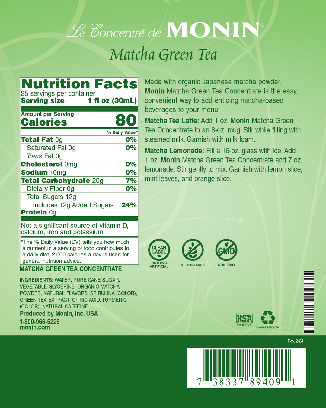 Monin Matcha Green Tea Concentrate