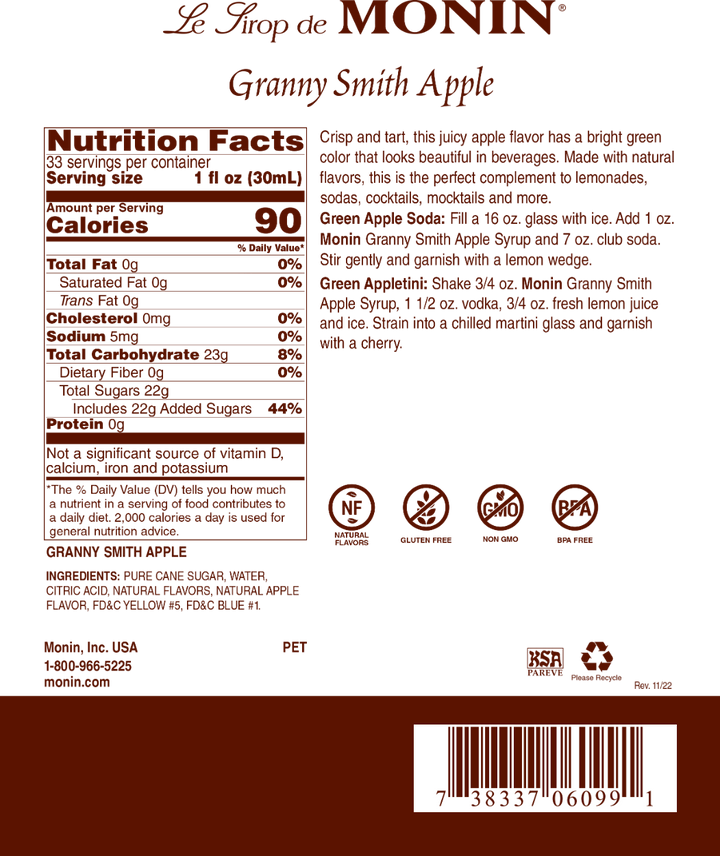 Monin Granny Smith Apple Syrup