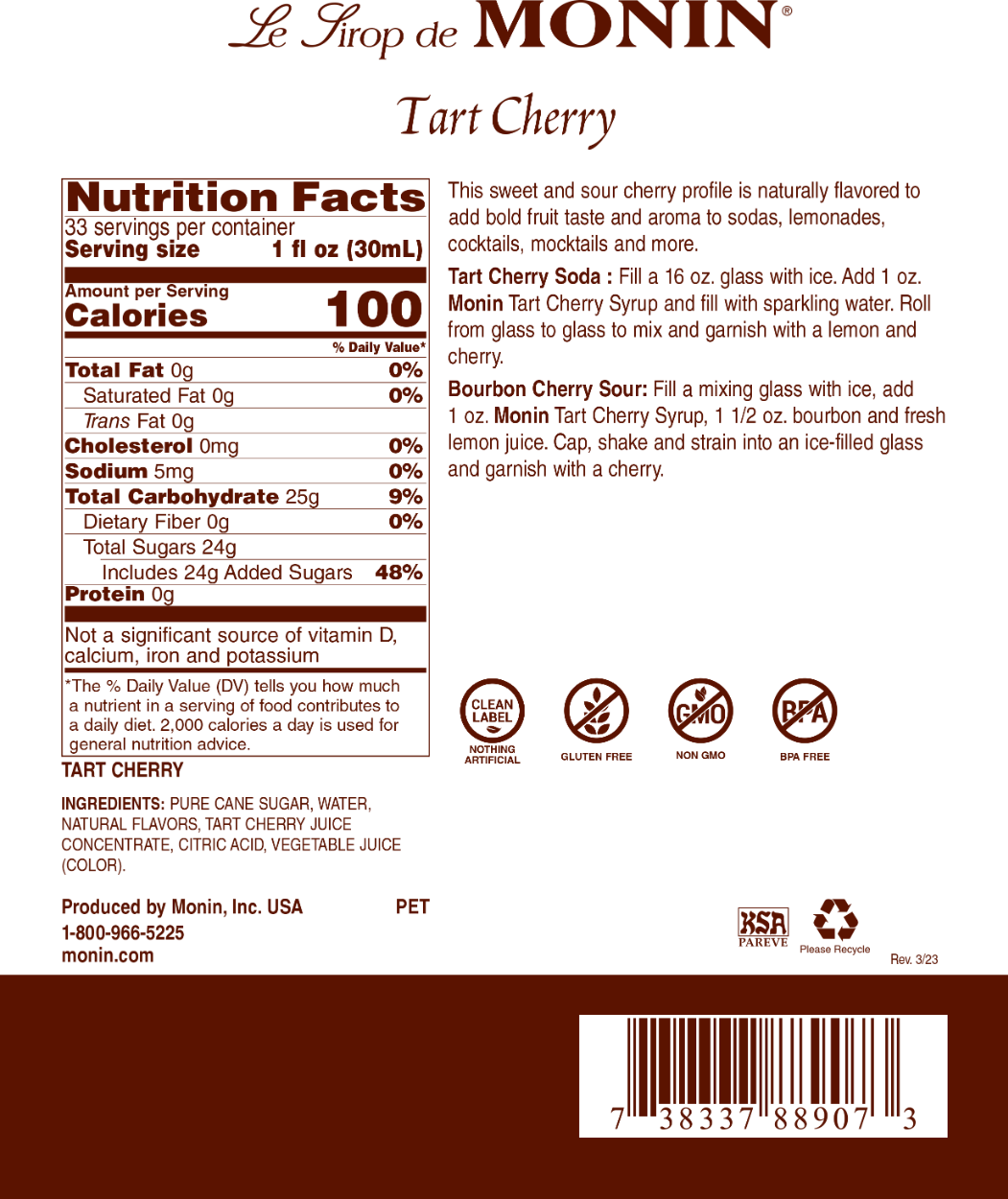 Monin Tart Cherry Syrup