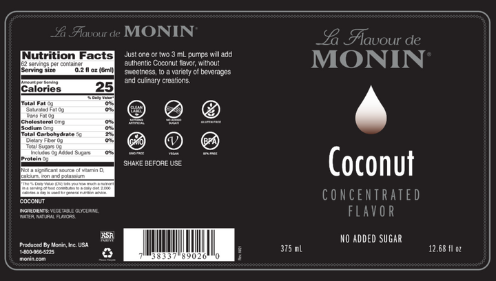 Monin Coconut Concentrate 4 x 375ml