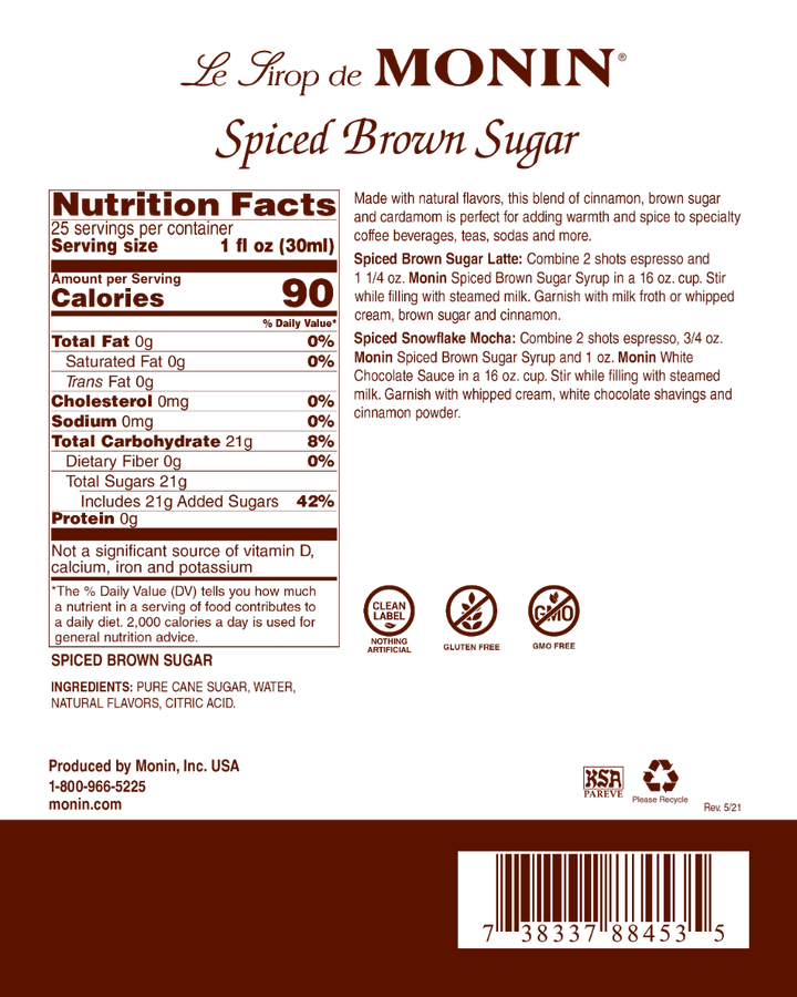 Monin Spiced Brown Sugar Syrup