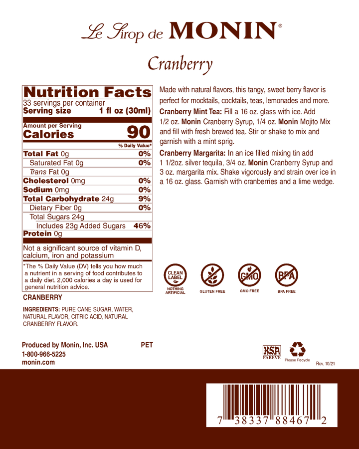 Monin Cranberry Syrup