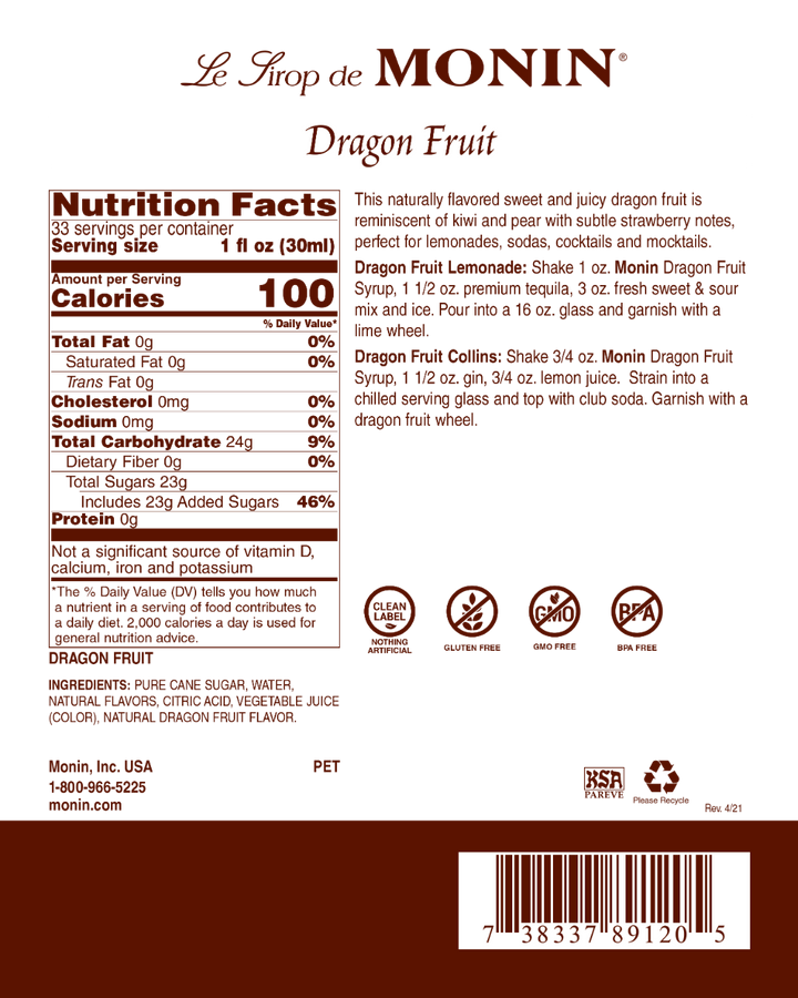 Monin Dragon Fruit Syrup