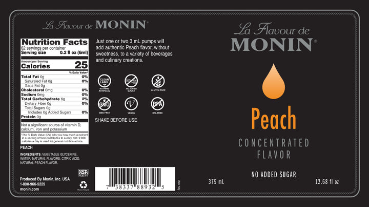 Monin Peach Concentrate 4 x 375ml