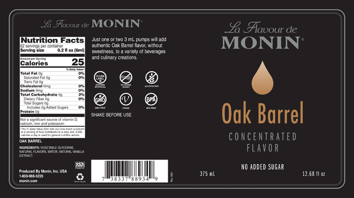 Monin Oak Barrel Concentrate 4 x 375ml